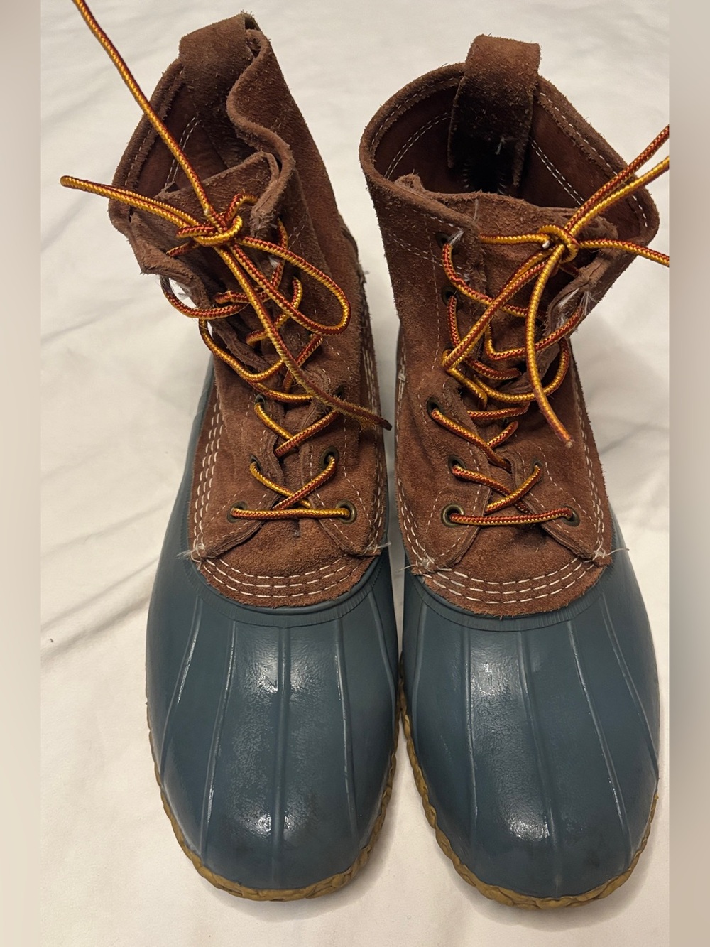 Vintage L.L.Bean Boots Men’s 10M Brown Suede Blue Rubber Duck Boots USA